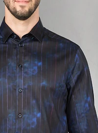 Chemise décontractée à manches longues en stretch pour hommes