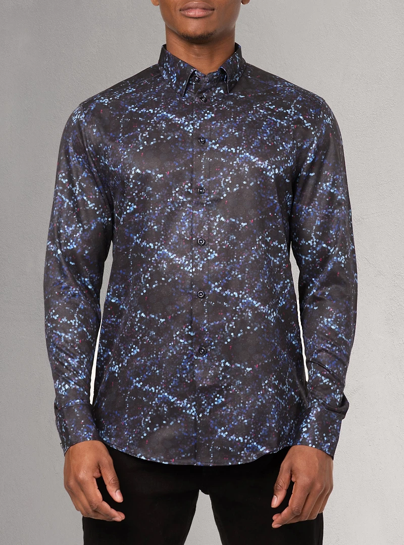 Chemise décontractée à manches longues en stretch pour hommes