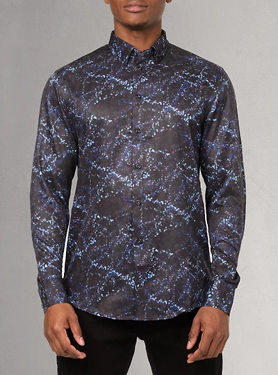 Chemise décontractée à manches longues en stretch pour hommes