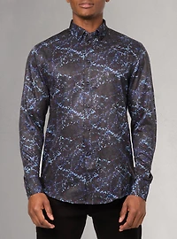 Chemise décontractée à manches longues en stretch pour hommes