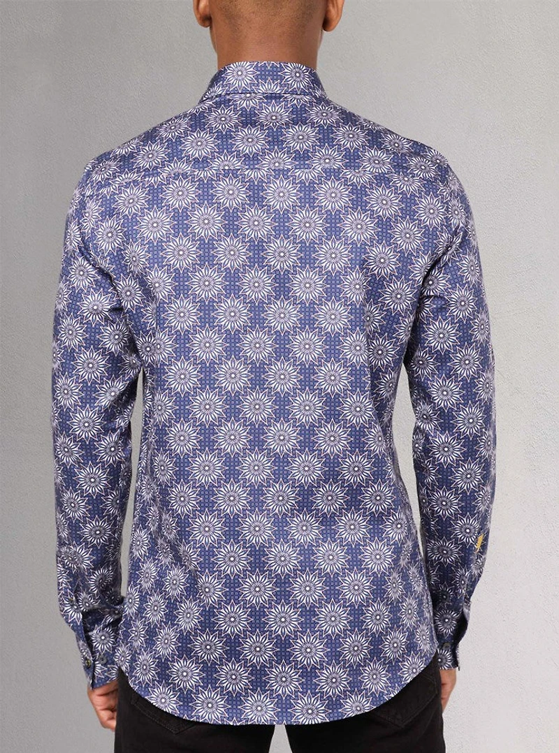 Chemise décontractée à manches longues en stretch pour hommes