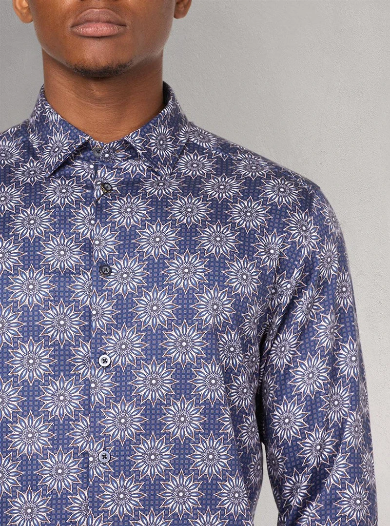 Chemise décontractée à manches longues en stretch pour hommes