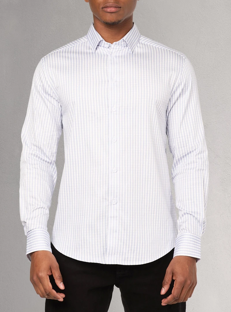 Chemise décontractée à manches longues en stretch pour hommes