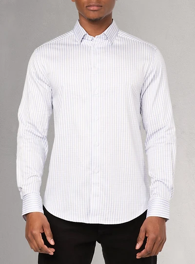 Chemise décontractée à manches longues en stretch pour hommes