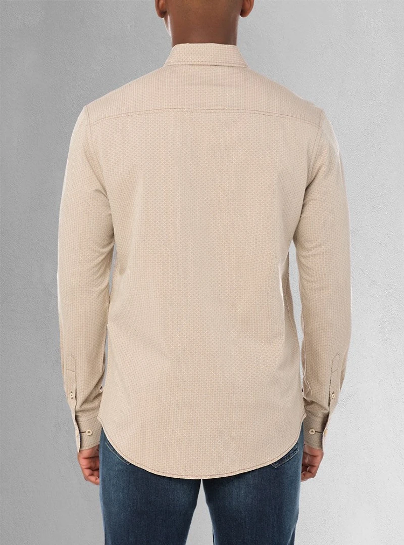 Chemise décontractée à manches longues en stretch pour hommes