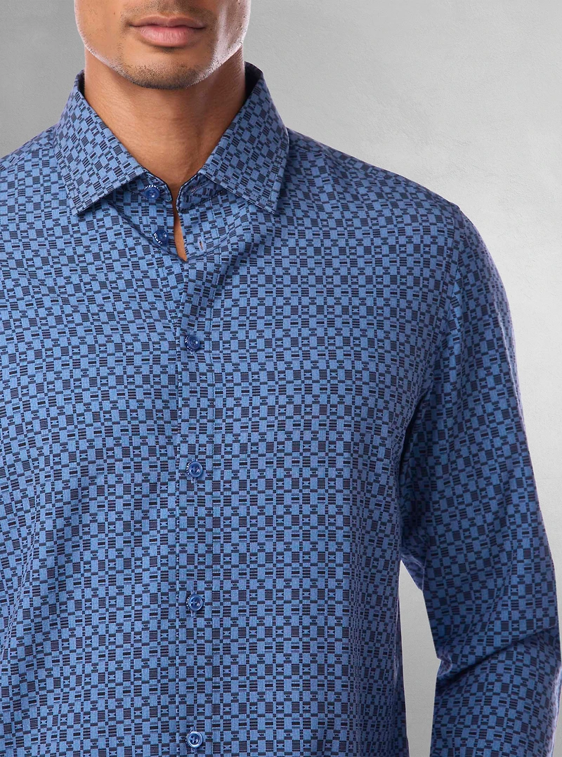Chemise décontractée à manches longues en stretch pour hommes