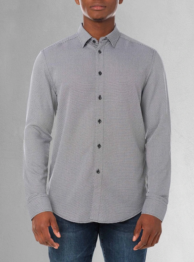 Chemise décontractée à manches longues en stretch pour hommes