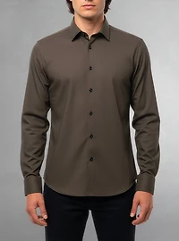 Chemise décontractée à manches longues en stretch pour hommes