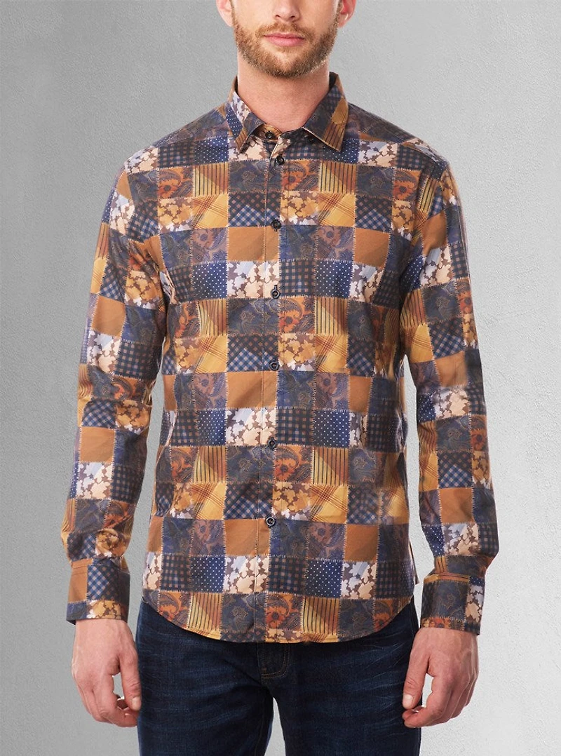 Chemise décontractée à manches longues en stretch pour hommes