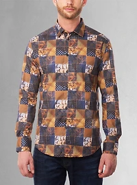 Chemise décontractée à manches longues en stretch pour hommes