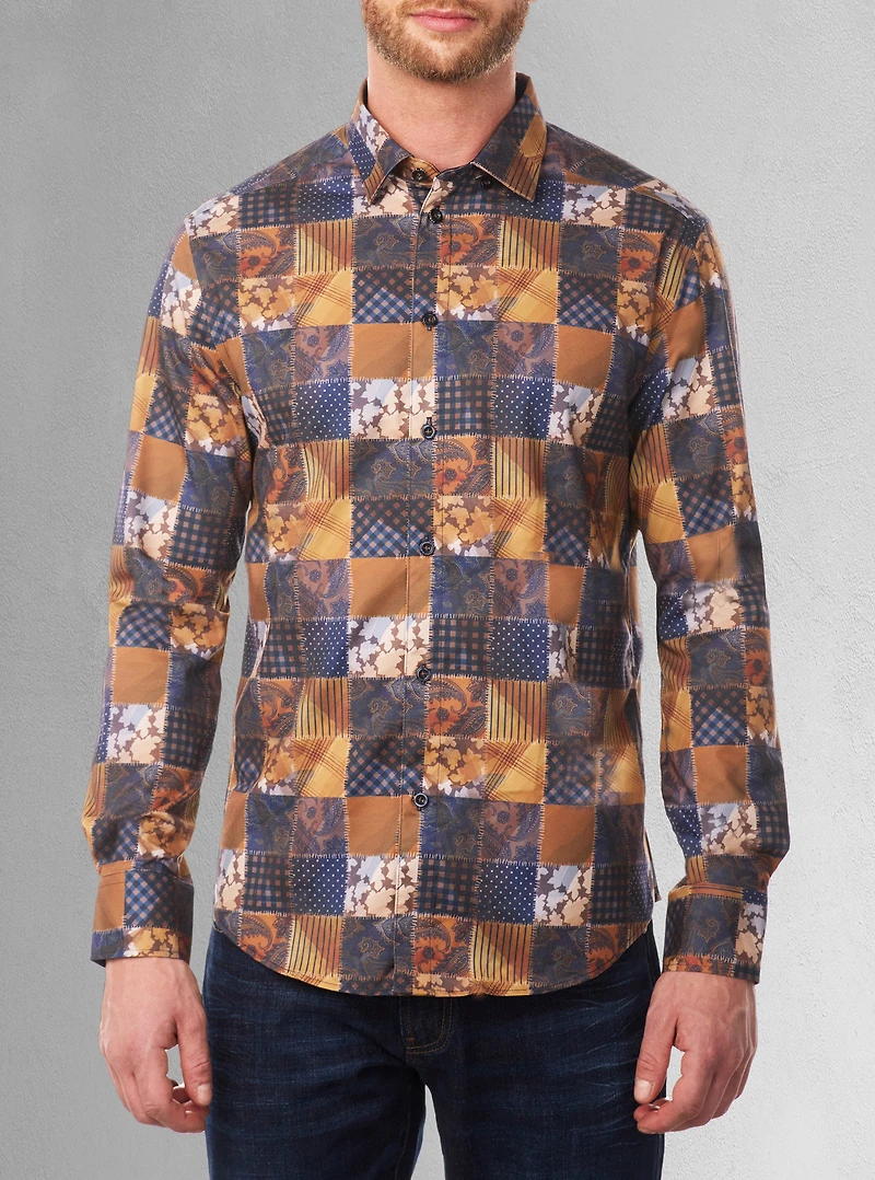 Chemise décontractée à manches longues en stretch pour hommes