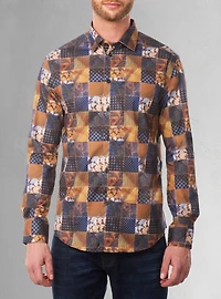 Chemise décontractée à manches longues en stretch pour hommes