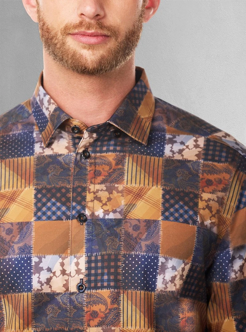 Chemise décontractée à manches longues en stretch pour hommes