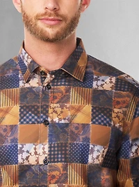 Chemise décontractée à manches longues en stretch pour hommes