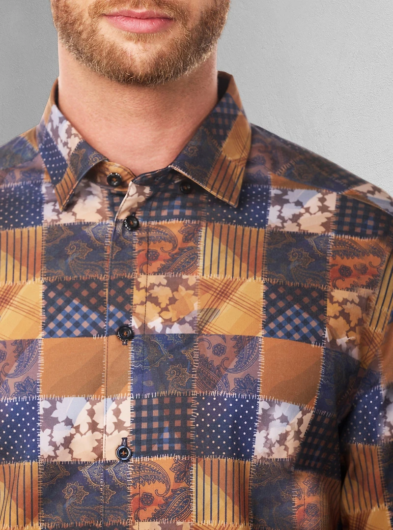 Chemise décontractée à manches longues en stretch pour hommes