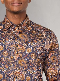 Chemise décontractée à manches longues en stretch pour hommes