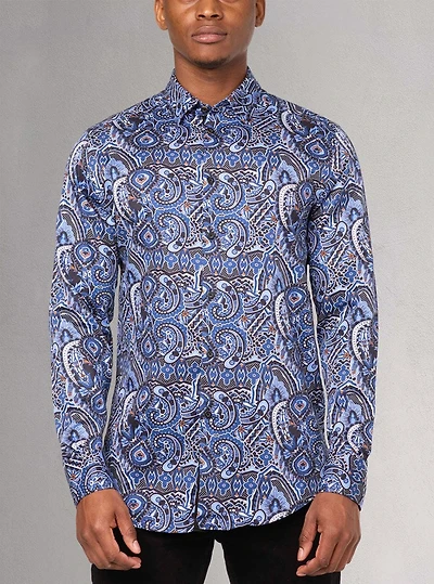 Chemise décontractée à manches longues en stretch pour hommes