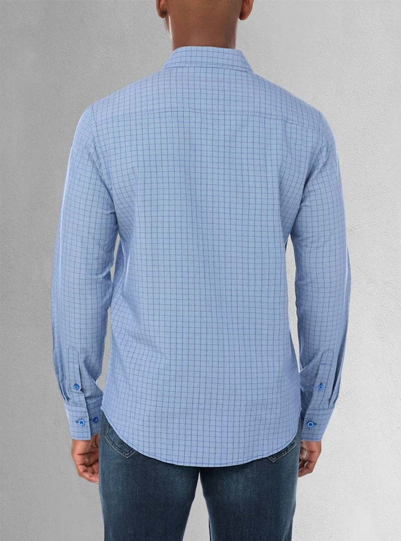 Chemise décontractée à manches longues en stretch pour hommes
