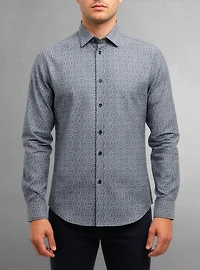 Chemise décontractée à manches longues en stretch pour hommes