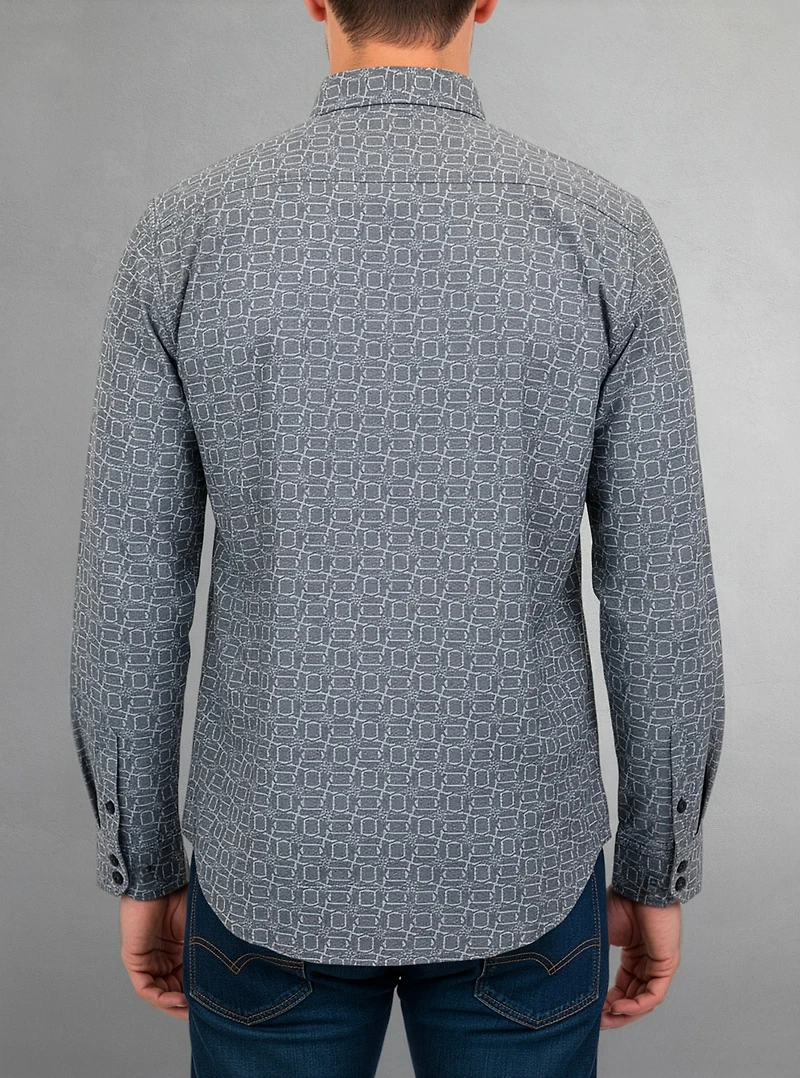 Chemise décontractée à manches longues en stretch pour hommes