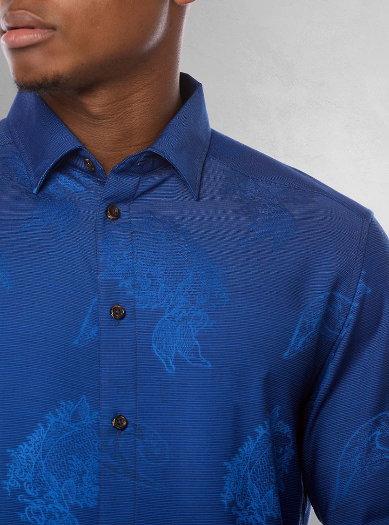 Chemise décontractée à manches longues en stretch pour hommes
