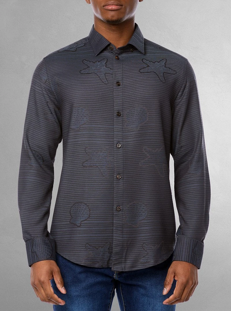 Chemise décontractée à manches longues en stretch pour hommes