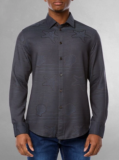 Chemise décontractée à manches longues en stretch pour hommes