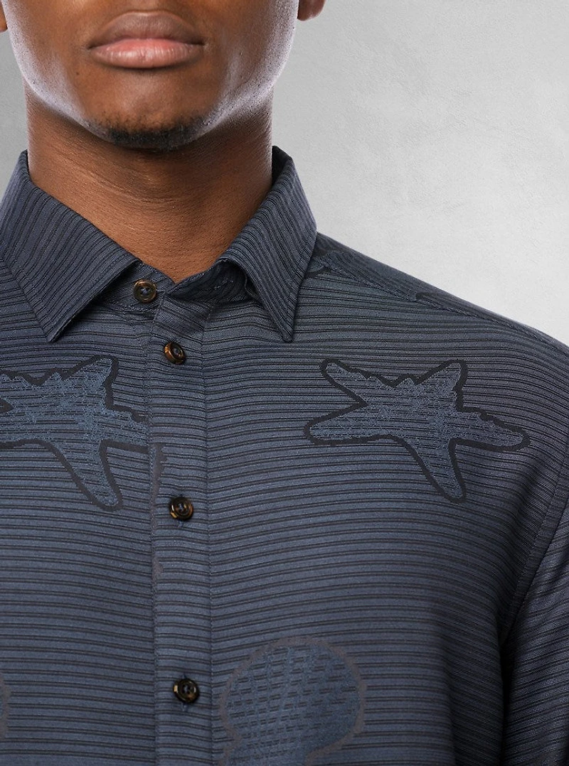 Chemise décontractée à manches longues en stretch pour hommes