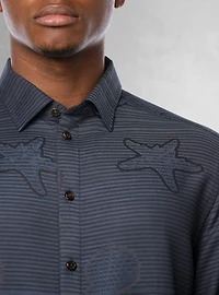 Chemise décontractée à manches longues en stretch pour hommes