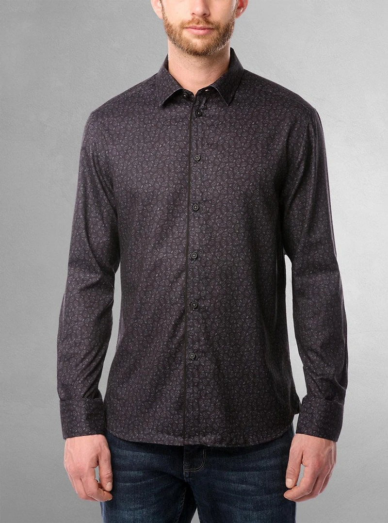 Chemise décontractée à manches longues en stretch pour hommes