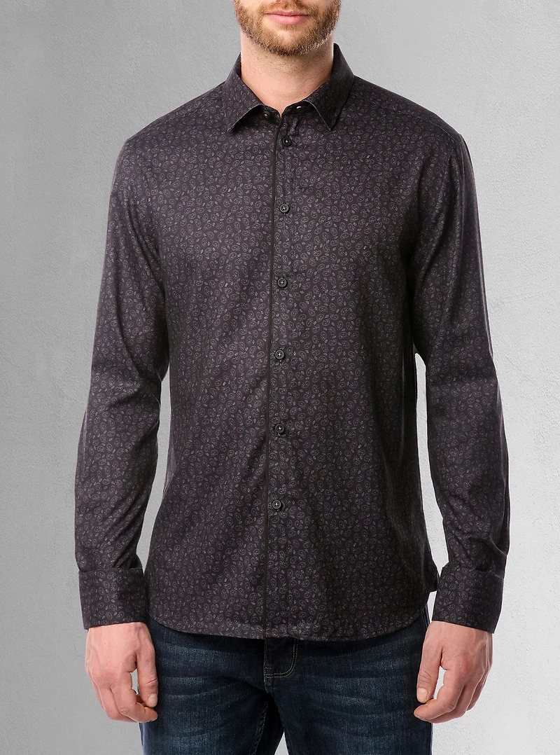 Chemise décontractée à manches longues en stretch pour hommes