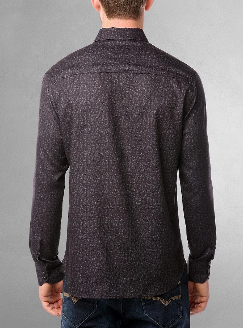 Chemise décontractée à manches longues en stretch pour hommes