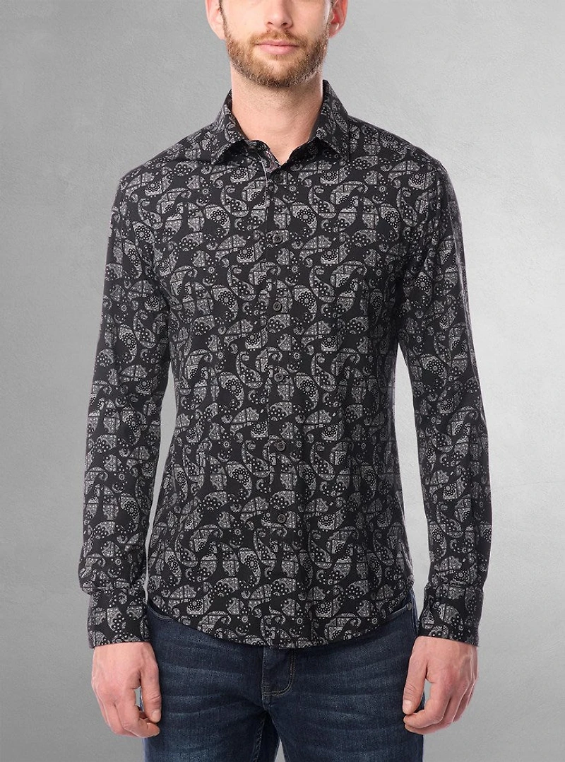 Men's casual long sleeve stretch shirt