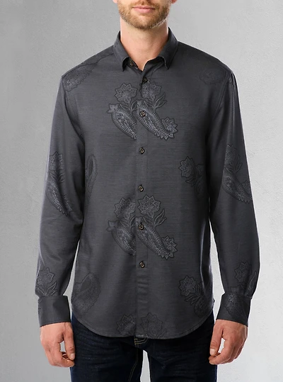 Chemise décontractée à manches longues en stretch pour hommes