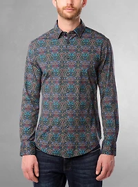 Chemise décontractée à manches longues en stretch pour hommes