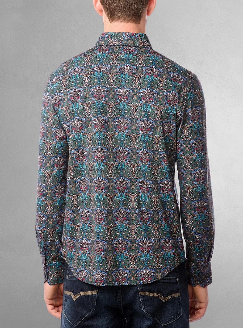 Chemise décontractée à manches longues en stretch pour hommes