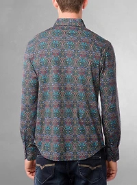 Chemise décontractée à manches longues en stretch pour hommes