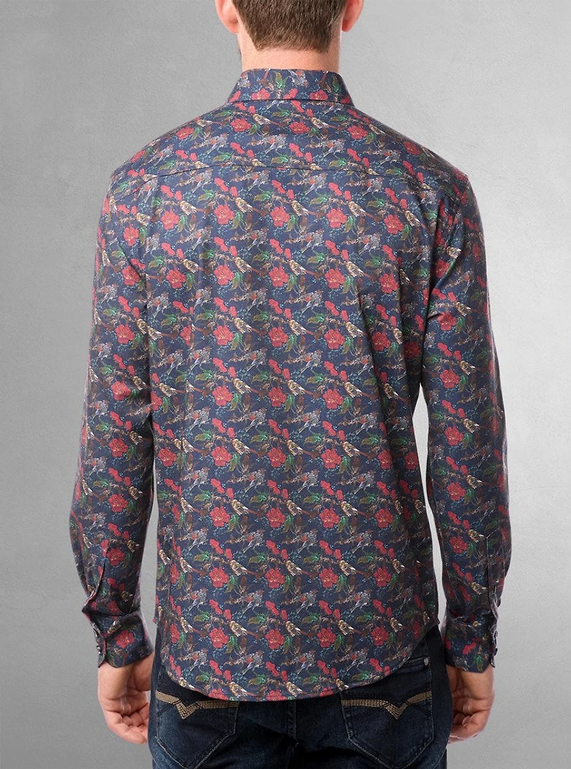 Chemise décontractée à manches longues en stretch pour hommes