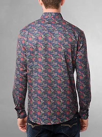 Chemise décontractée à manches longues en stretch pour hommes