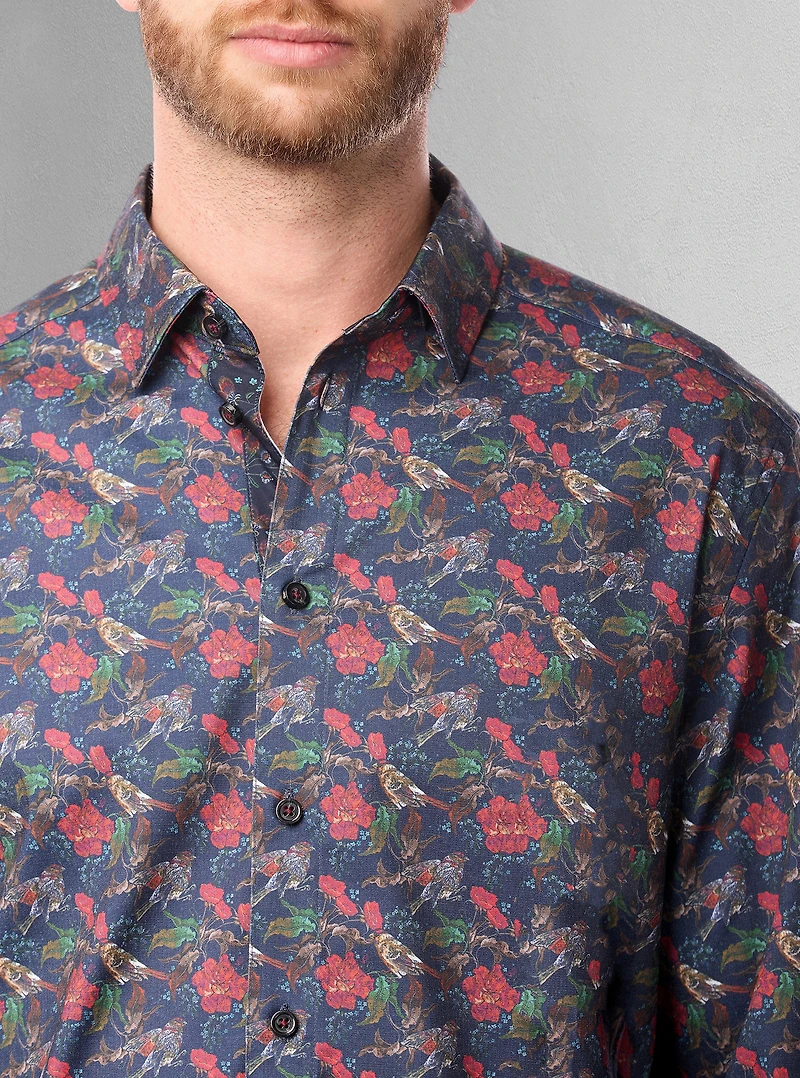 Chemise décontractée à manches longues en stretch pour hommes