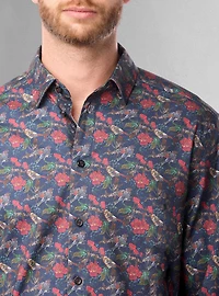 Chemise décontractée à manches longues en stretch pour hommes