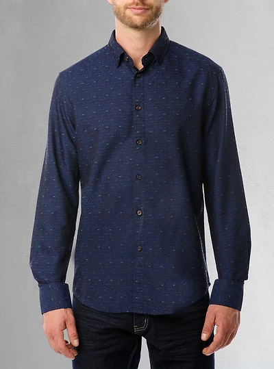 Chemise décontractée à manches longues en stretch pour hommes