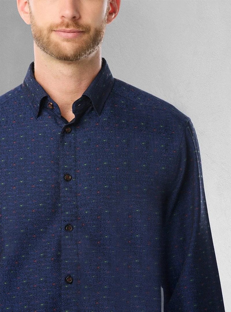 Chemise décontractée à manches longues en stretch pour hommes