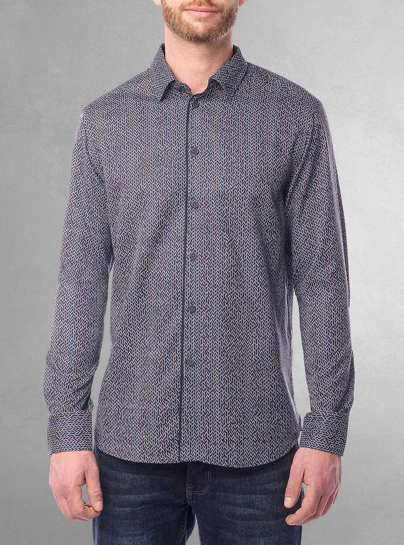 Chemise décontractée à manches longues en stretch pour hommes