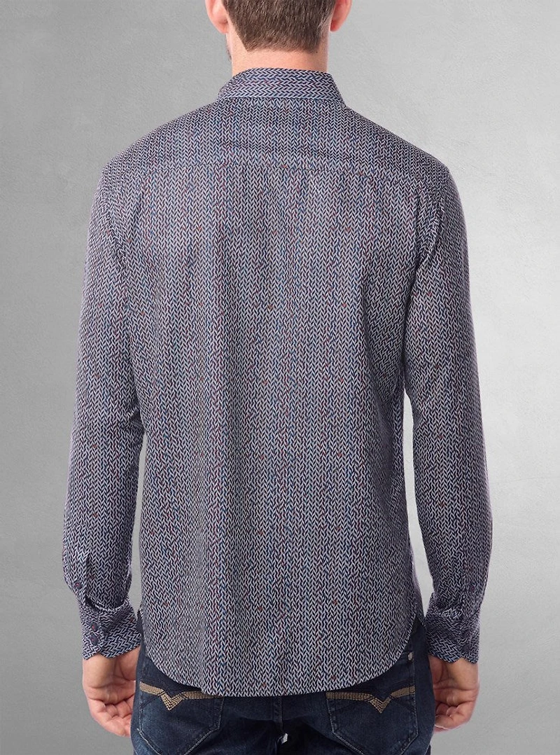 Chemise décontractée à manches longues en stretch pour hommes