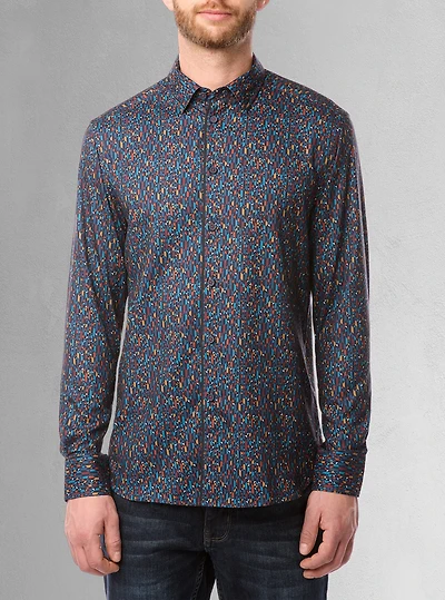 Chemise décontractée à manches longues en stretch pour hommes