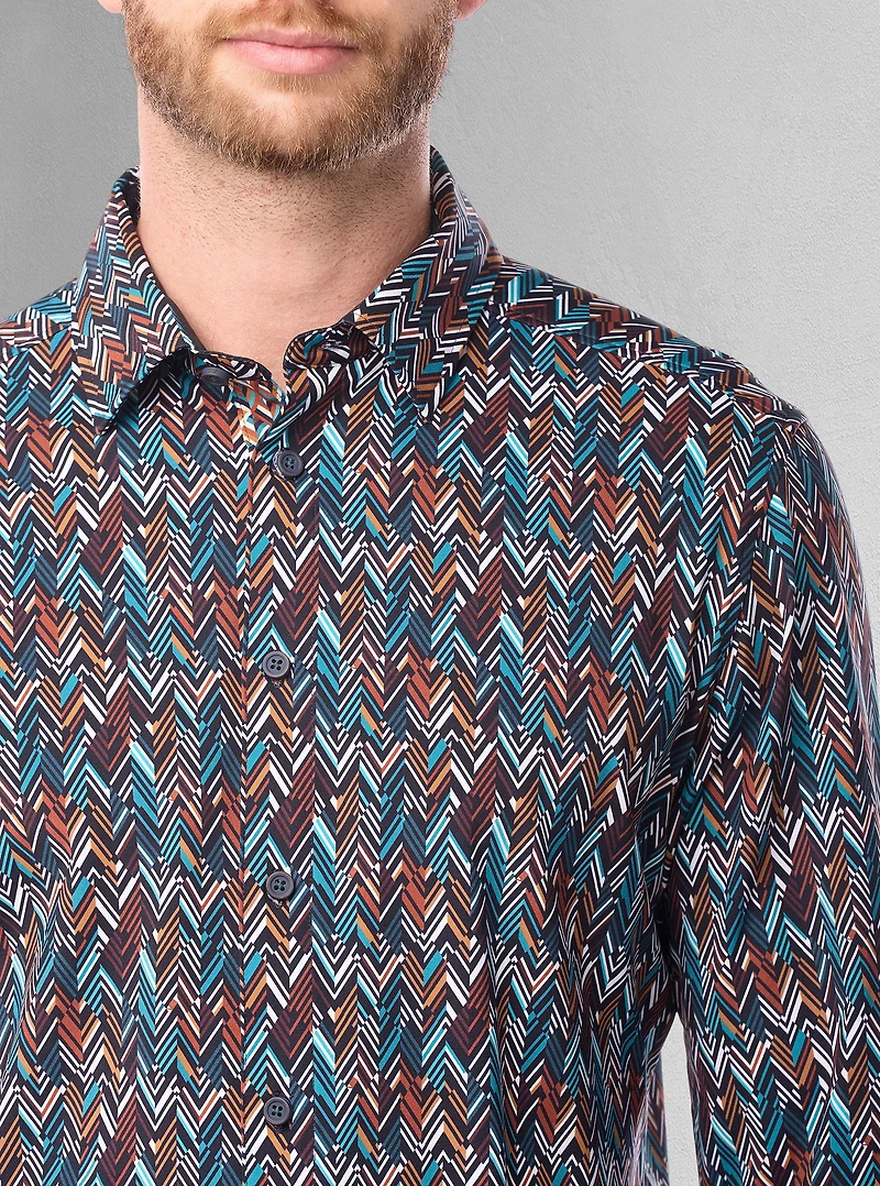 Men's casual long sleeve stretch shirt