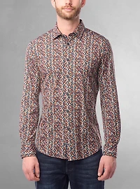 Chemise décontractée à manches longues en stretch pour hommes