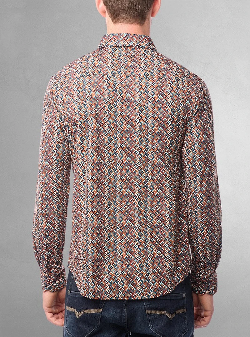 Chemise décontractée à manches longues en stretch pour hommes