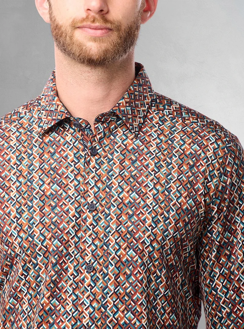 Chemise décontractée à manches longues en stretch pour hommes